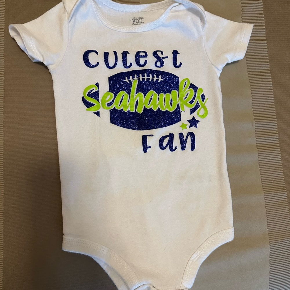 Carter's White and Blue Seahawks Bodysuit